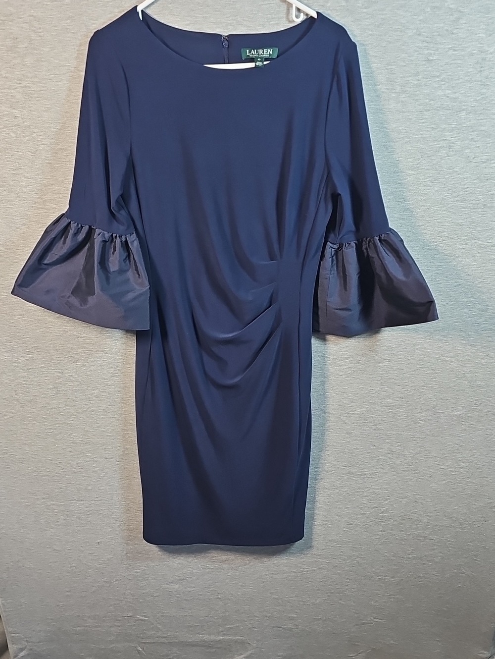 Lauren Ralph Lauren Navy Bell-Sleeve Sheath Dress